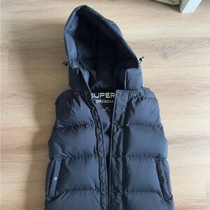 Aritzia Superpuff - Black Puffer Vest with Hood